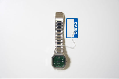 Casio MTP-B195D-3A Green Watch with Octagonal Metal Bezel — Japan Import