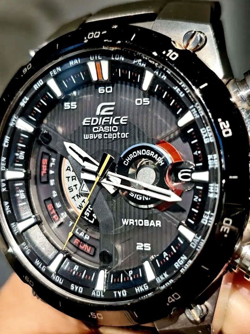 Casio Edifice Chronograph Digital Watch with Analog Digital Dial Black Silver — Japan Import