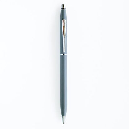 Close-up of Cross Classic Century vintage grey ballpoint pen with twist mechanism, matte finish, 1990s model