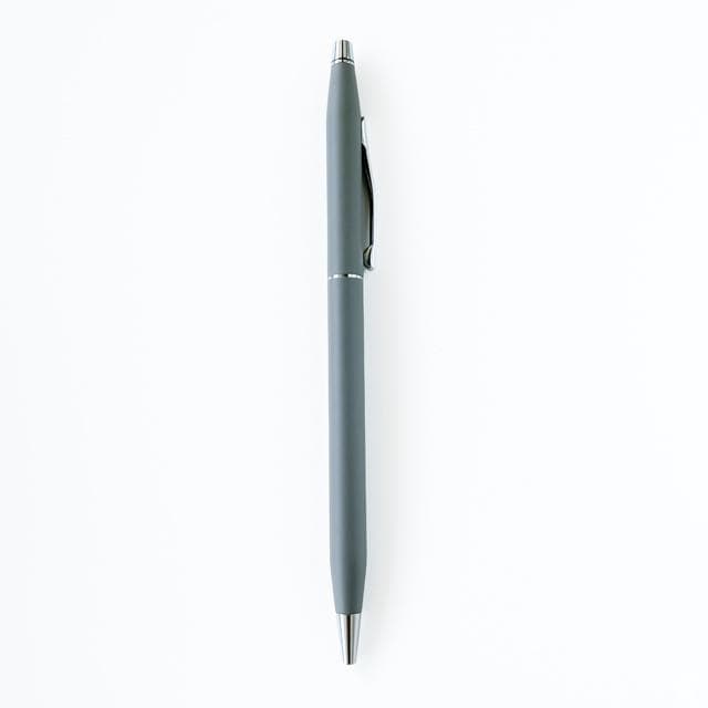 Close-up of Cross Classic Century vintage grey ballpoint pen with twist mechanism, matte finish, 1990s model