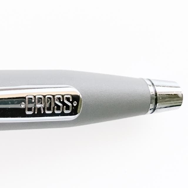 Close-up of Cross Classic Century vintage grey ballpoint pen with twist mechanism, matte finish, 1990s model