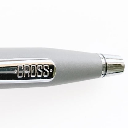 Close-up of Cross Classic Century vintage grey ballpoint pen with twist mechanism, matte finish, 1990s model