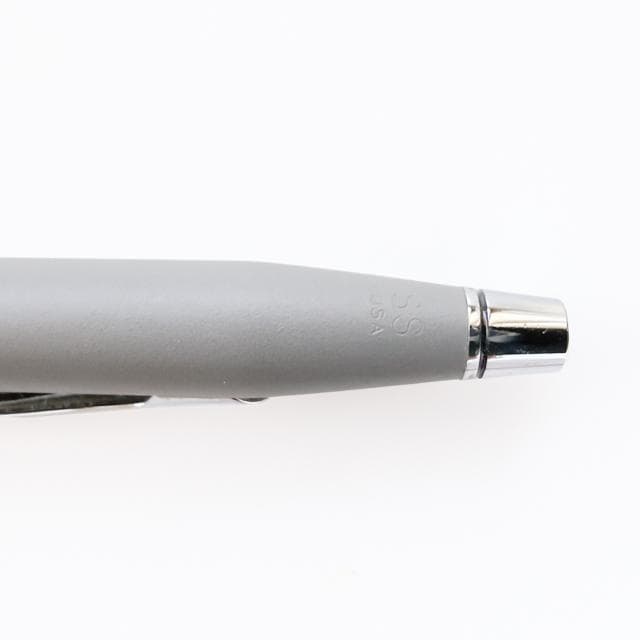 Close-up of Cross Classic Century vintage grey ballpoint pen with twist mechanism, matte finish, 1990s model