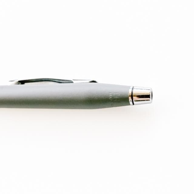 Close-up of Cross Classic Century vintage grey ballpoint pen with twist mechanism, matte finish, 1990s model