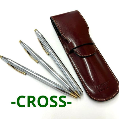 Cross Brand Pen, Mechanical Pencil & Sign Pen Set with Case in Silver and Gold