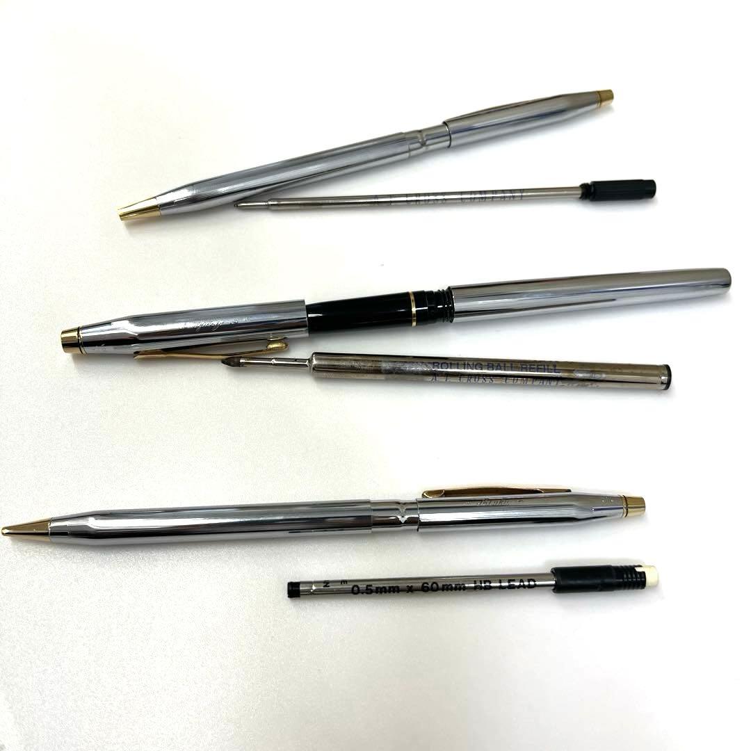 Cross Brand Pen, Mechanical Pencil & Sign Pen Set with Case in Silver and Gold