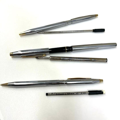 Cross Brand Pen, Mechanical Pencil & Sign Pen Set with Case in Silver and Gold