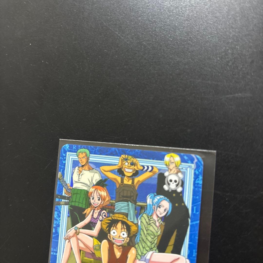 One Piece Carddass Hyper Battle Luffy Crew trading card from Japan import showing Luffy and Straw Hat Pirates in a protective file