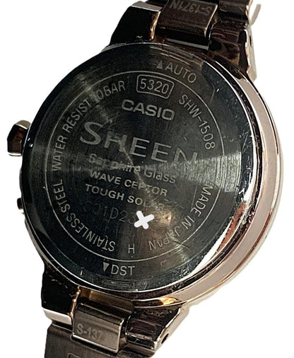 Casio Women'S Sheen Watch SHW-1508 Pink White Dial Solar Radio Wave Control Used — Japan Import