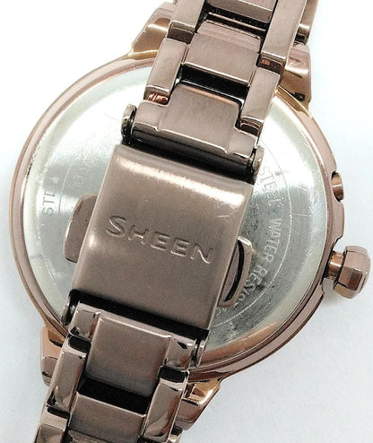 Casio Women'S Sheen Watch SHW-1508 Pink White Dial Solar Radio Wave Control Used — Japan Import