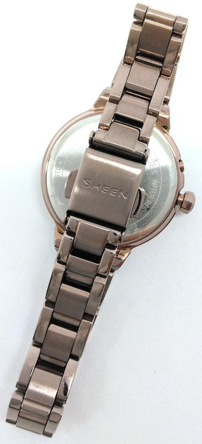 Casio Women'S Sheen Watch SHW-1508 Pink White Dial Solar Radio Wave Control Used — Japan Import