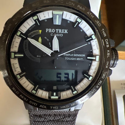 Casio Pro Trek PRW-60YBM Double Sensor Solar Watch with White and Black Panda Design — Japan Import