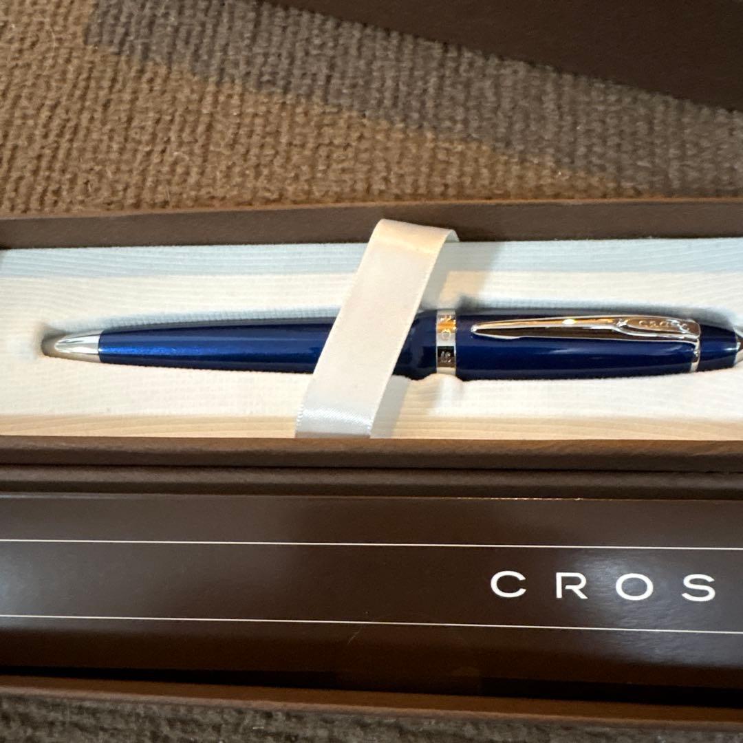 Cross Blue Metal Ballpoint Pen with Twist Design and Custom Case