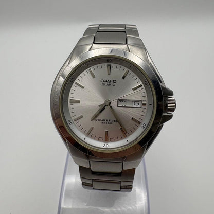 Casio MTP-1228DJ Vintage Mens Wristwatch with Date and Day, Silver Stainless Steel — Japan Import