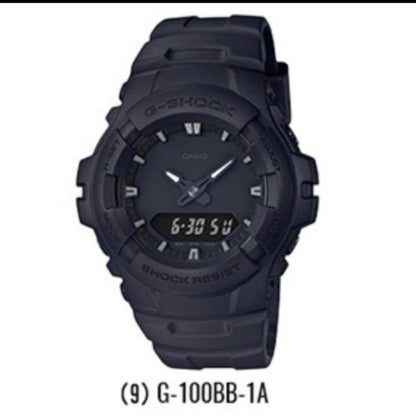Casio G-Shock G-100BB Black Digital Watch All Black Resin Band Shock Resistant Japan Import