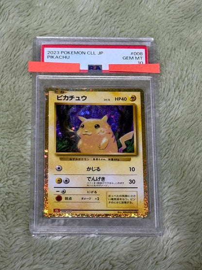 Classic Pikachu Pokemon card PSA10 graded with serial number CLL 008/032 from Japanese edition