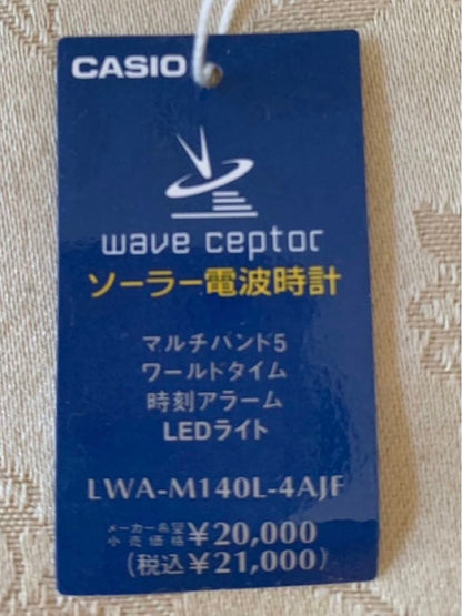 Casio Wave Ceptor Leather Solar Radio Watch in Pink — Japan Import
