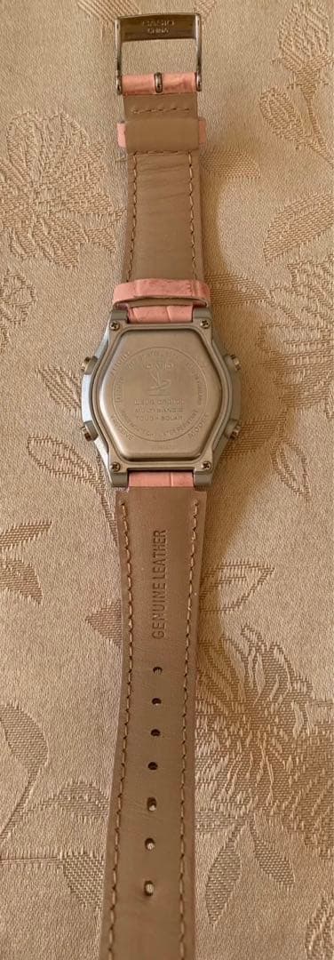 Casio Wave Ceptor Leather Solar Radio Watch in Pink — Japan Import