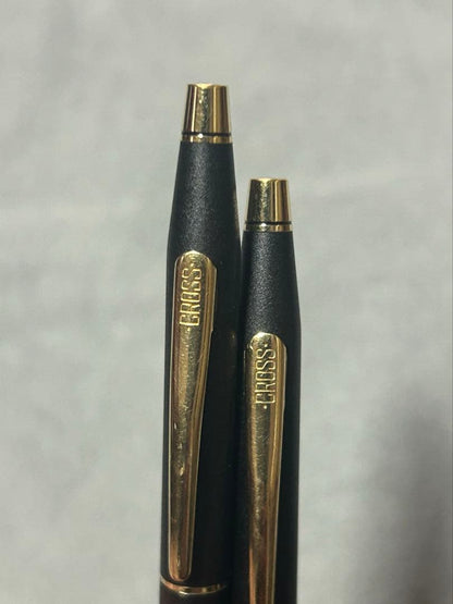Cross Century Ballpoint Pen and Mechanical Pencil Set - Black Lacquer Japan Import
