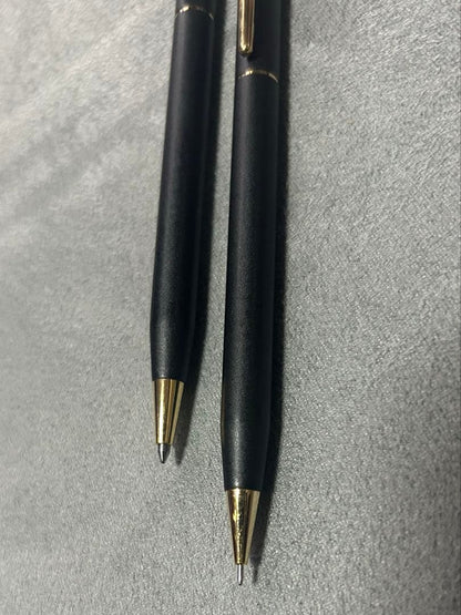 Cross Century Ballpoint Pen and Mechanical Pencil Set - Black Lacquer Japan Import