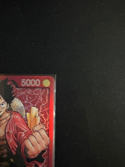 One Piece Card Game Monkey D. Luffy Leader Parallel card from Straw Hat Crew set ST01-001 in red color