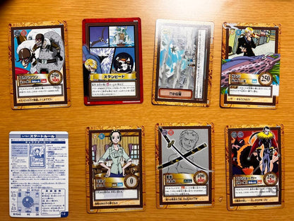 One Piece Carddass Hyper Battle Treasure Pack Volume 2 2002 with Shanks holo card and seven other collectible cards
