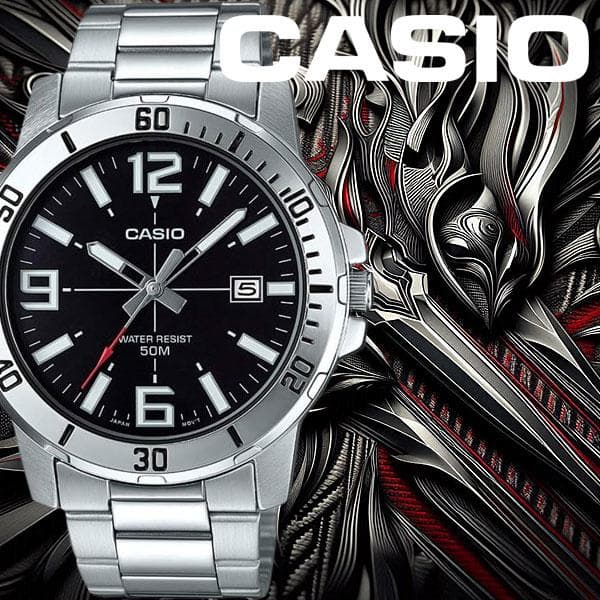 Casio Overseas Model Men's 50m Water Resistant Black Watch
