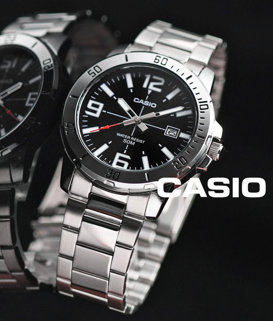 Casio Overseas Model Men's 50m Water Resistant Black Watch