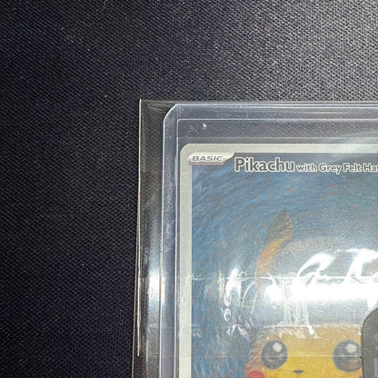 Gogh Pikachu 085 SV-P promotional card showing Pikachu wearing a grey felt hat, English version, Japan import
