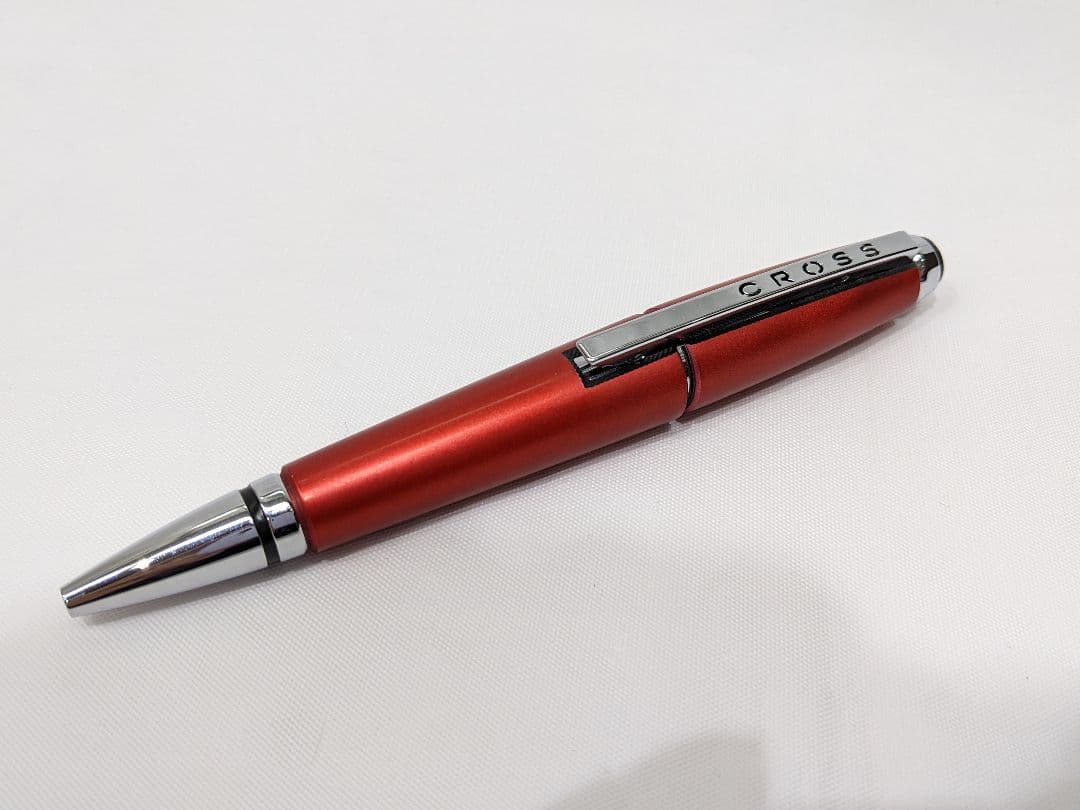 Cross Pen Set – Two Metal Ballpoint Pens with Clips, Red and Silver Colors – Japan Import