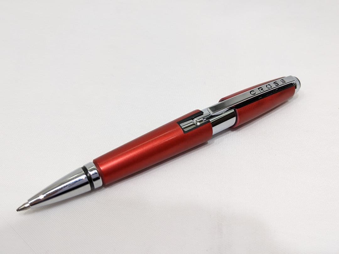 Cross Pen Set – Two Metal Ballpoint Pens with Clips, Red and Silver Colors – Japan Import