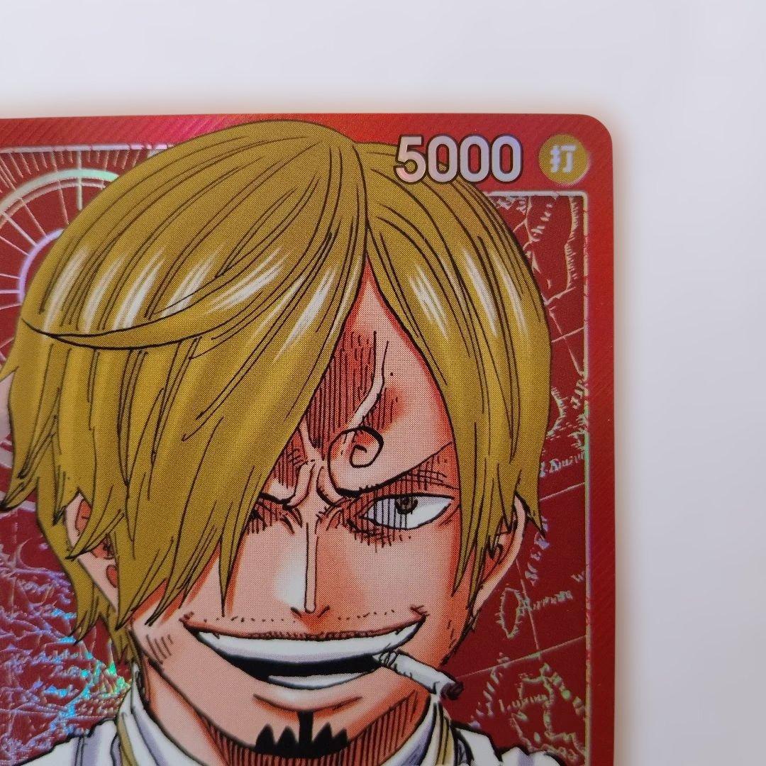 Used Bandai One Piece Card Game Sanji L Parallel trading card PRB01-001 in protective sleeve from Japan