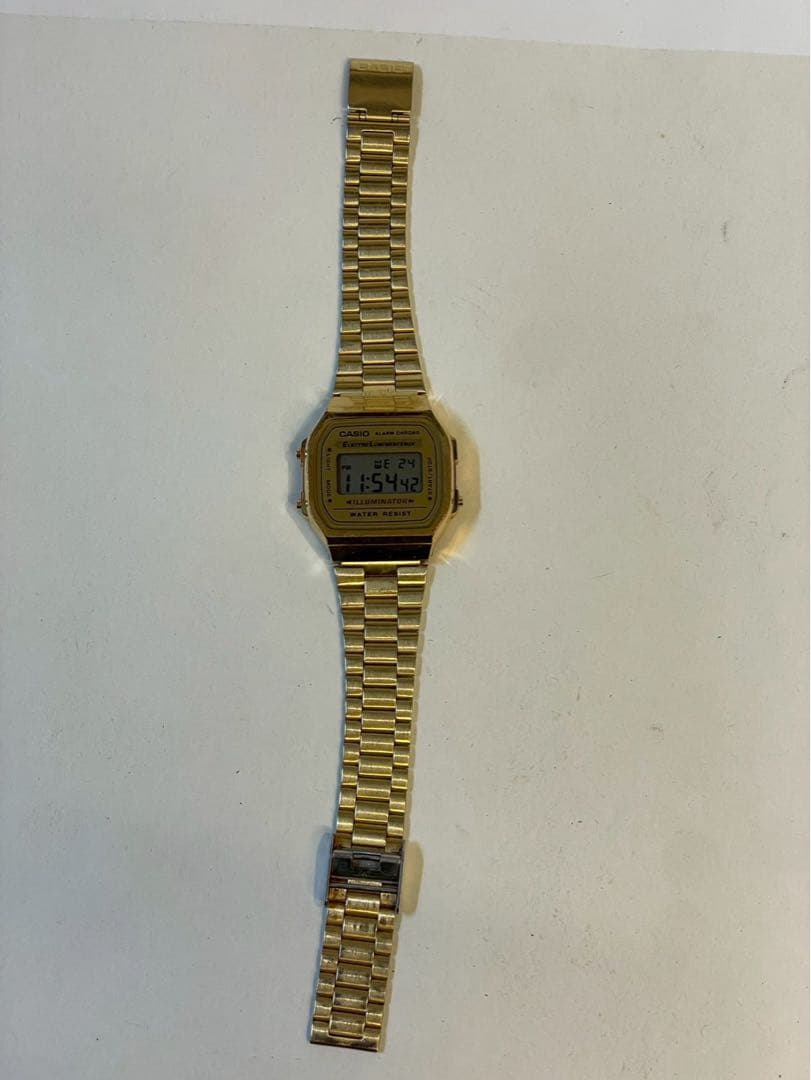 Casio A168 Gold Digital Watch with Alarm and Chronograph — Japan Import