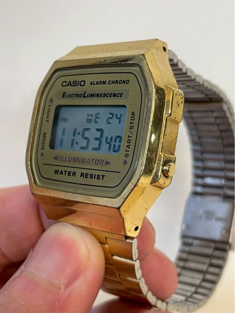 Casio A168 Gold Digital Watch with Alarm and Chronograph — Japan Import