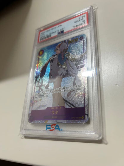One Piece Uta Parallel PSA 10 graded card, Japanese import, displayed on a dark background