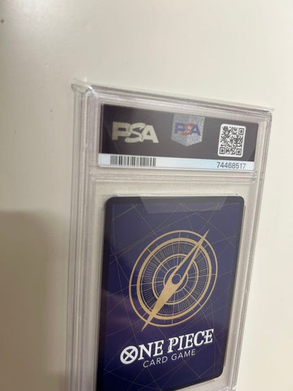 One Piece Uta Parallel PSA 10 graded card, Japanese import, displayed on a dark background