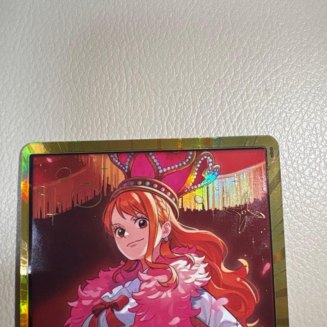 One Piece Heroes Edition Nami Gold Don Parallel trading card from Japan with vibrant artwork