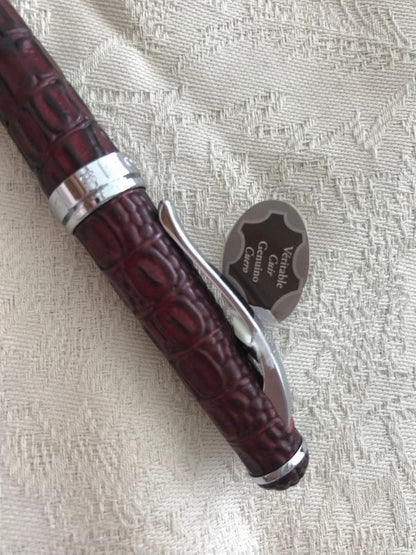 Cross Leather Ballpoint Pen with Metal Body and Leather Finish