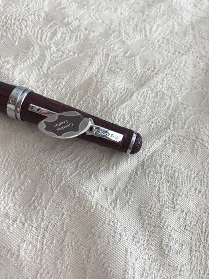 Cross Leather Ballpoint Pen with Metal Body and Leather Finish