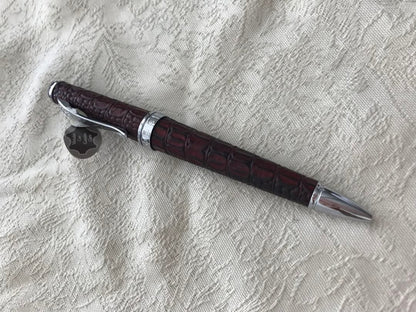 Cross Leather Ballpoint Pen with Metal Body and Leather Finish