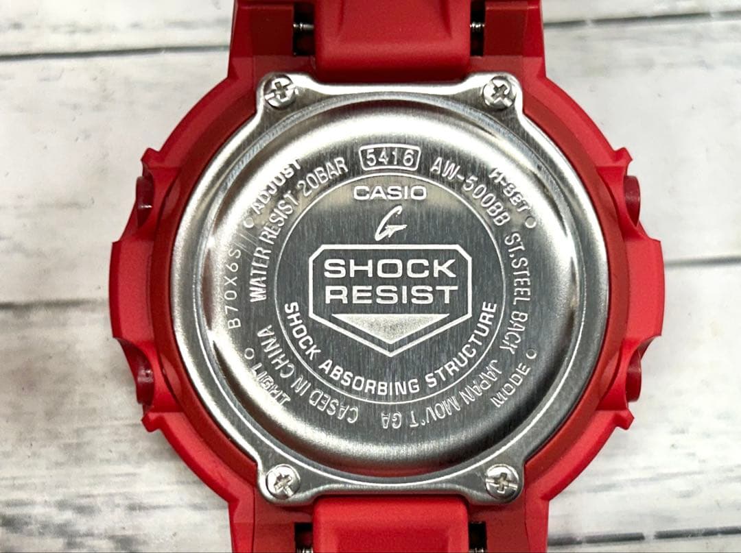 Casio G-Shock Analog-Digital AW-500BB Model Watch, Red and Silver Color — Japan Import