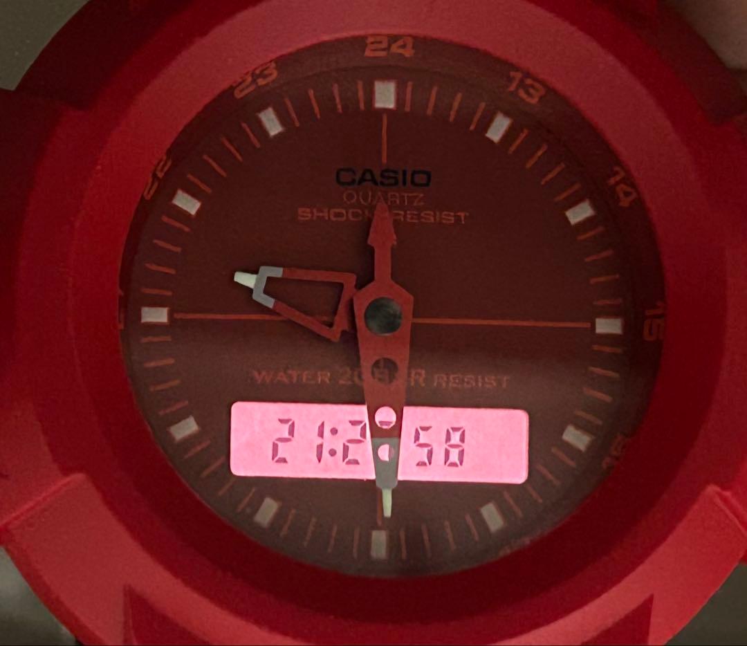 Casio G-Shock Analog-Digital AW-500BB Model Watch, Red and Silver Color — Japan Import