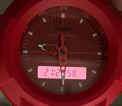 Casio G-Shock Analog-Digital AW-500BB Model Watch, Red and Silver Color — Japan Import