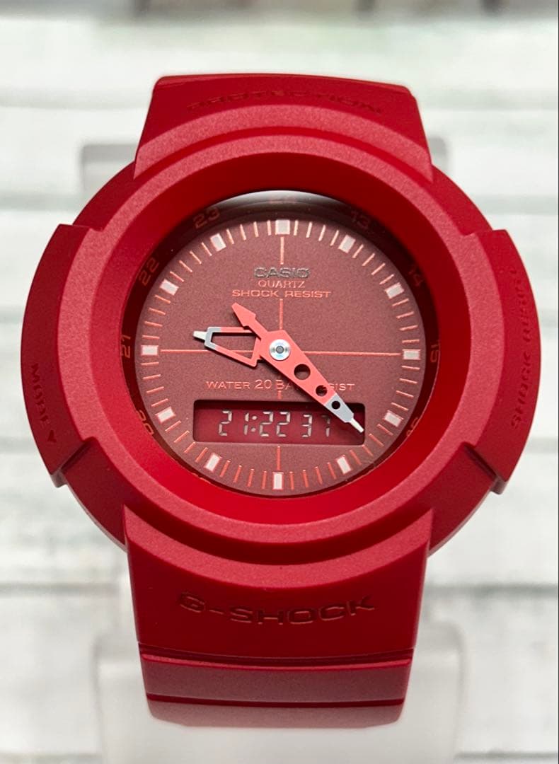 Casio G-Shock Analog-Digital AW-500BB Model Watch, Red and Silver Color — Japan Import