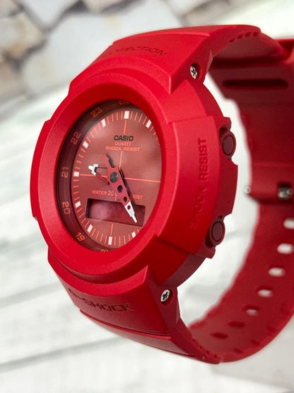 Casio G-Shock Analog-Digital AW-500BB Model Watch, Red and Silver Color — Japan Import