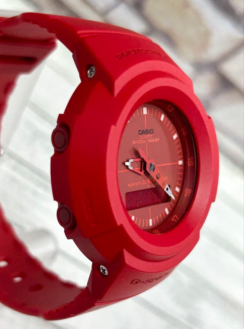 Casio G-Shock Analog-Digital AW-500BB Model Watch, Red and Silver Color — Japan Import