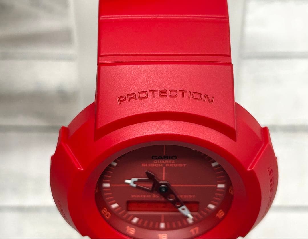 Casio G-Shock Analog-Digital AW-500BB Model Watch, Red and Silver Color — Japan Import
