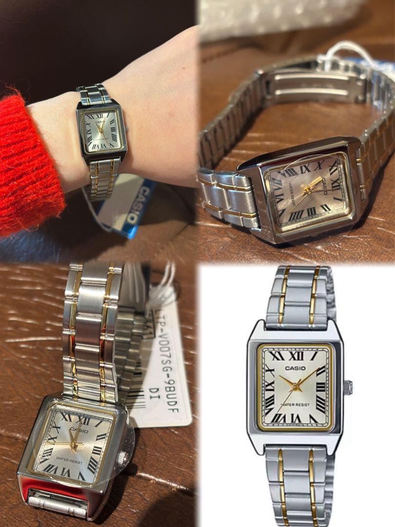 Casio LTP-V007 Series Square Analog Watch Model No. LTP-V007SG-9B Silver and Gold Combo — Japan Import