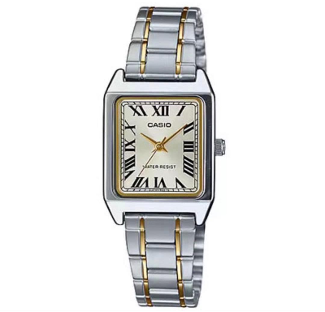 Casio LTP-V007 Series Square Analog Watch Model No. LTP-V007SG-9B Silver and Gold Combo — Japan Import