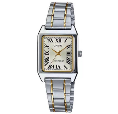 Casio LTP-V007 Series Square Analog Watch Model No. LTP-V007SG-9B Silver and Gold Combo — Japan Import